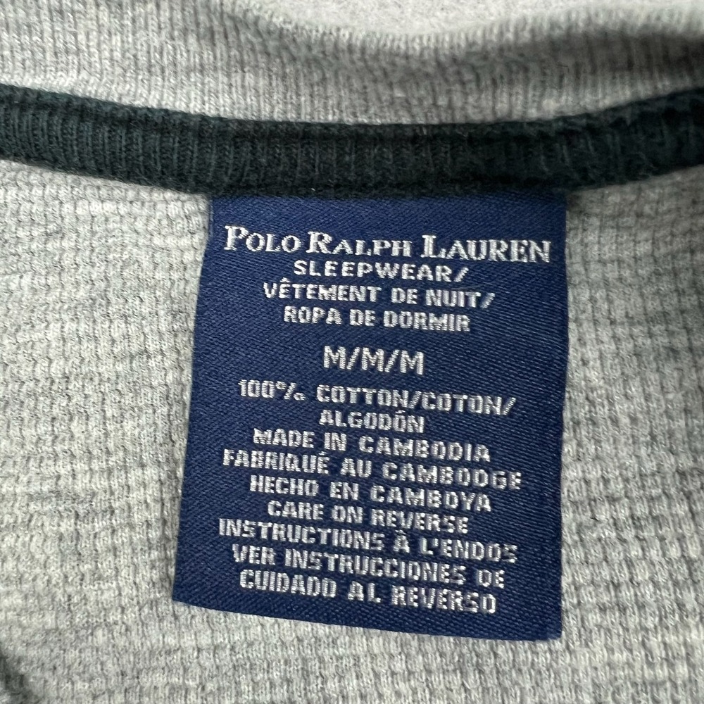 Polo Ralph Lauren Mens M Grey Waffle Knit Thermal Long Sleeve Base Layer Shirt - Picture 3 of 8